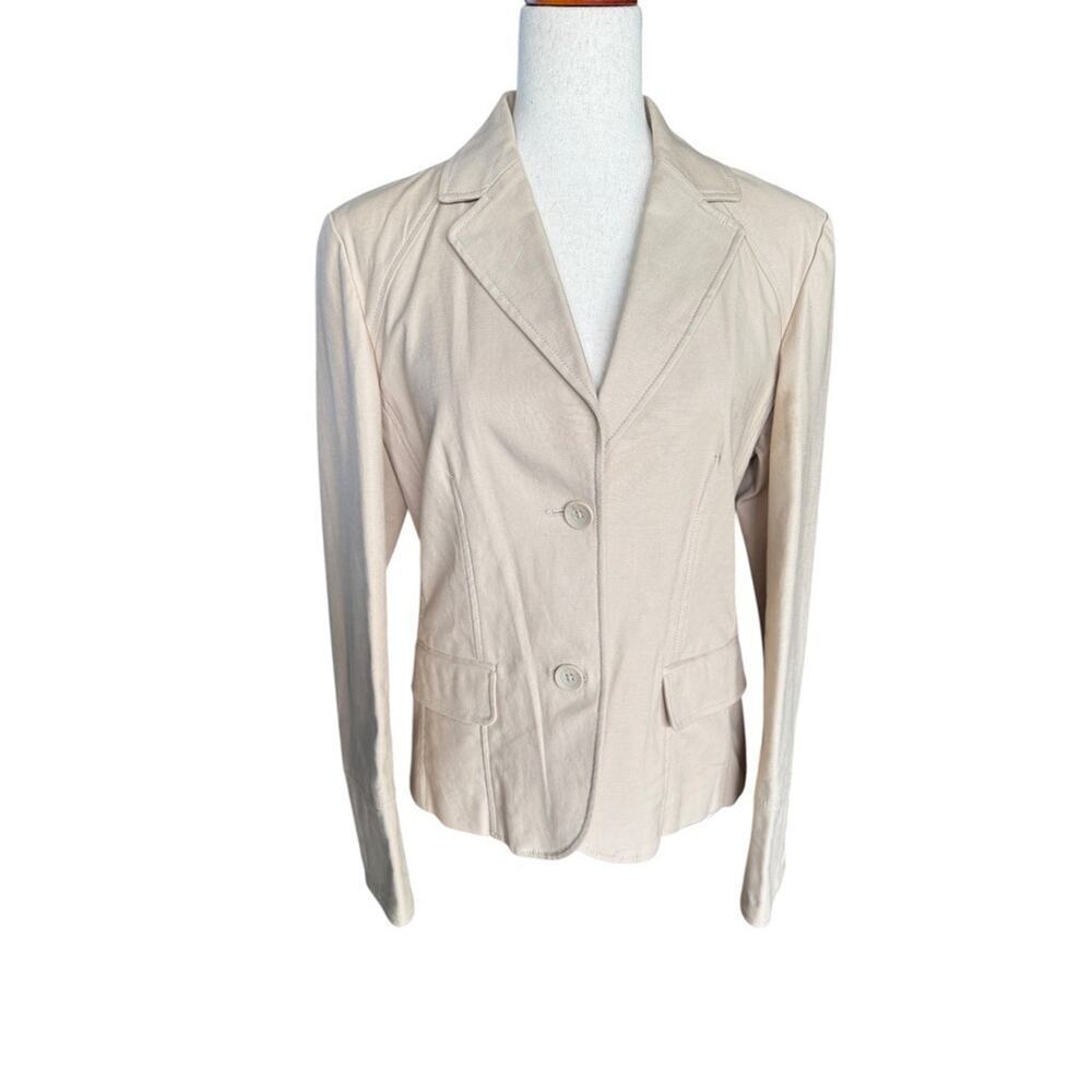 Bossini Women’s Khaki Cotton Blazer Neutral Jacket Business Casual Large